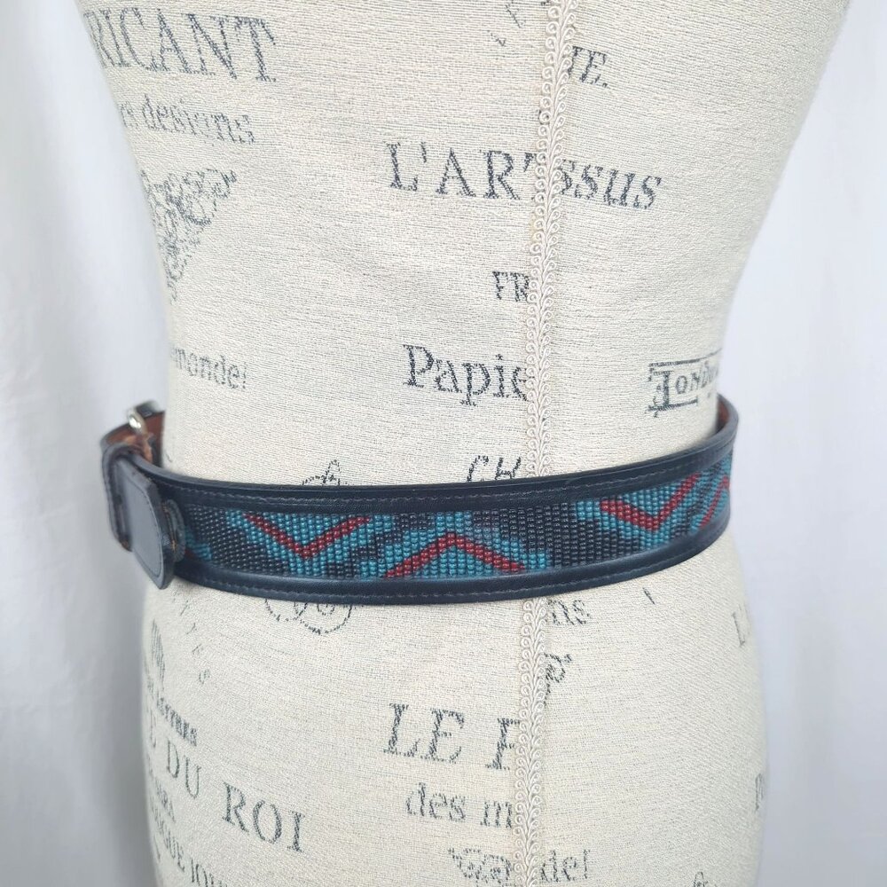 Vintage Cowboy Legends Western Black Leather Belt Small Buckle - Picture 6 of 8